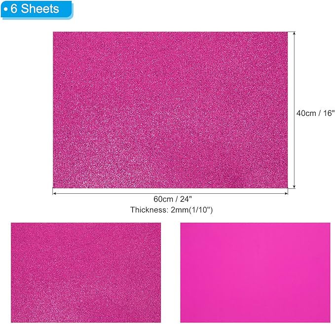PATIKIL 2mm Thick Non Adhesive Glitter Foam Sheet 16x24inch Purple Red - Image 2