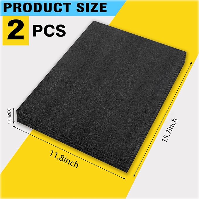 2 Pcs 12 x 16 x 1INCH Black Polyurethene Foam Sheets, Cuttable Packing Foam - Image 2