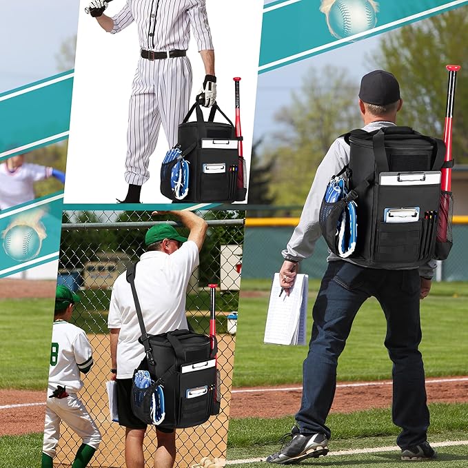 Smasrob Baseball Coaches Bag Fits 6 Gallon Ball Bucket, Baseball Bucket Bag with Backpack and Shoulder Straps