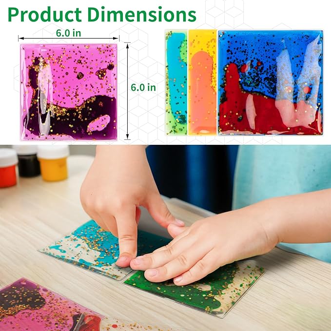 LONGKING 4-Pack Liquid Tiles for Kids, Soft Gel Liquid Sensory Toys for - Image 5