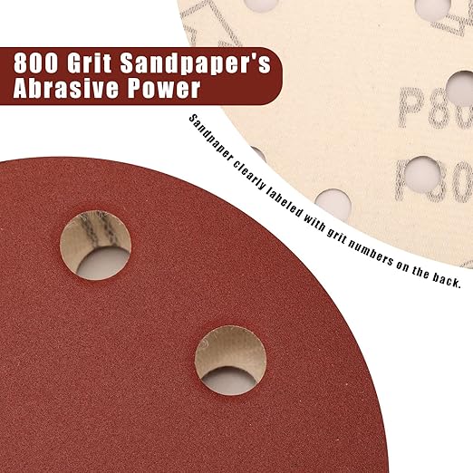 800 Grit 5 Inch Sanding Discs Hook and Loop Sandpaper - Image 2