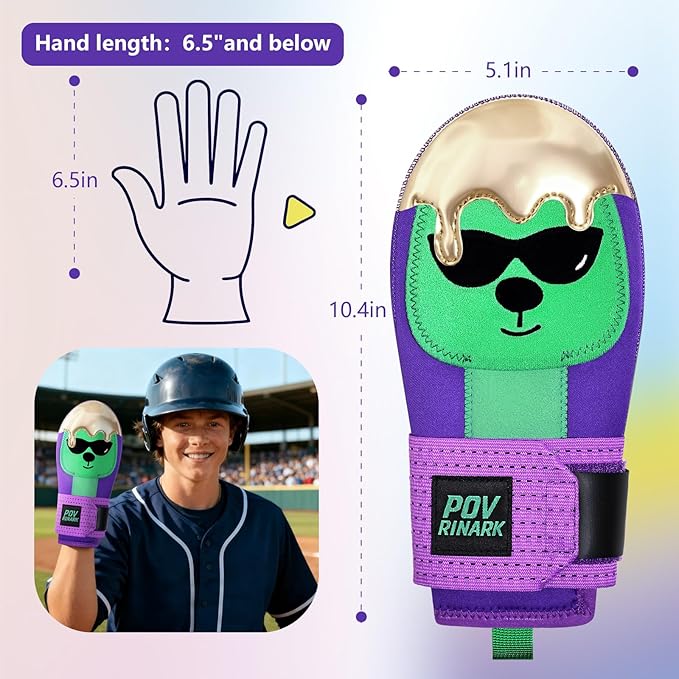 Baseball Sliding Mitt - Youth Size - Ice Cream, Bear Drippy Drip Accessory, Ambidextrous Baseball & Softball Sliding Glove Gear for Hand Protection,Breathable and Durable