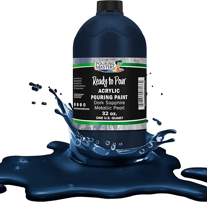 Pouring Masters Dark Sapphire Blue Metallic Pearl Ready to Pour Acrylic Pouring by USArtSupply