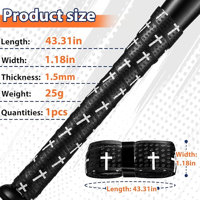 Baseball Bat Grip Tapes 1.5mm Precut and Full Adhesive Softball Grip Tape,Non-Slip Baseball Bat Wrap Tape Religious Cricket Batting Tape Replacement