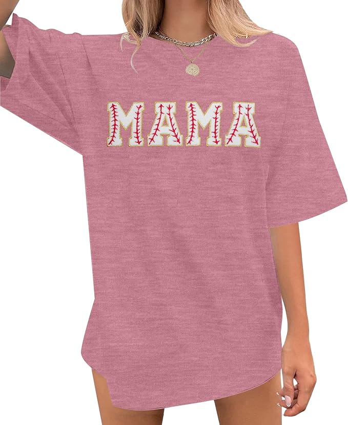 Baseball Mom Shirt Women Baseball Shirt Oversized Chenille Game Day Tops Sports Fan Gift Clothes