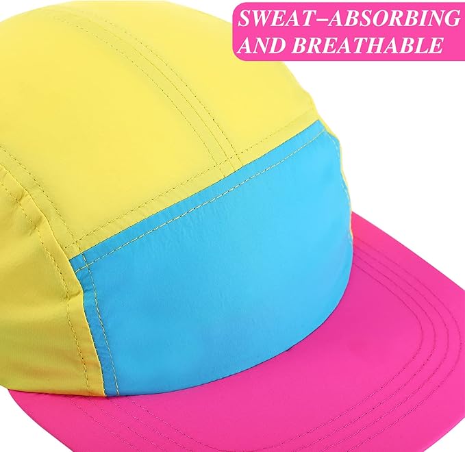 Cindeer 80s 90s Neon Hat Nylon Cap Retro Adjustable Cap for Women Men 80s Costumes Accessories 90s Theme Party