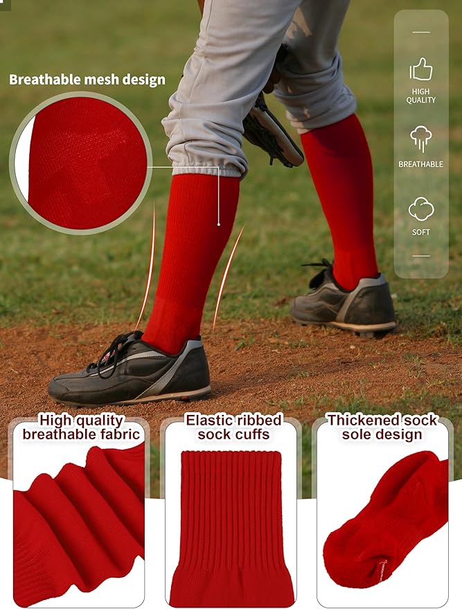 Baseball Socks and Belt Combo Set Cotton Boys Adjustable Baseball Softball Socks and Belt for Boys Girls
