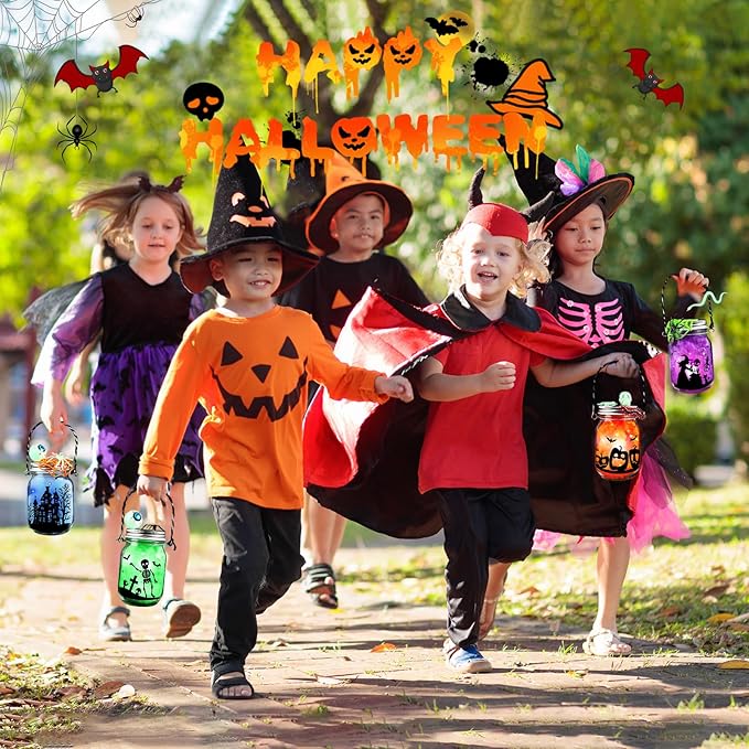 SpringFlower Halloween DIY Arts and Crafts Kits，12 Pcs Glass Mason Jar - Image 4