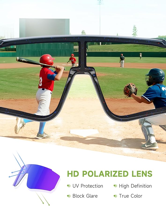 Kids Polarized Baseball Sunglasses - Youth Softball Cycling Sports Sunglasses for Boys Girls Ages 3-12 UV Protection