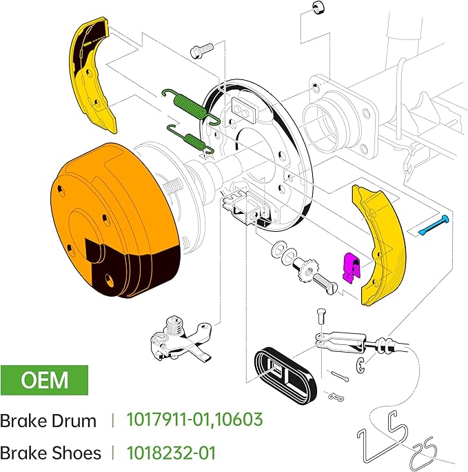 10L0L Golf Cart Brake Drums & Brake Shoes Spring Kit for Club Car DS 1995-Up and Precedent 2004-Up Gas and Electric Golf Carts, Replace OEM 101791101 1018232-01 10603 1011466/10181630