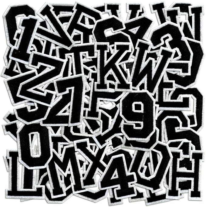 Letter and Number Iron On Patches, A-Z Alphabet and Numbers 0-9 Embroidery by Cazzon