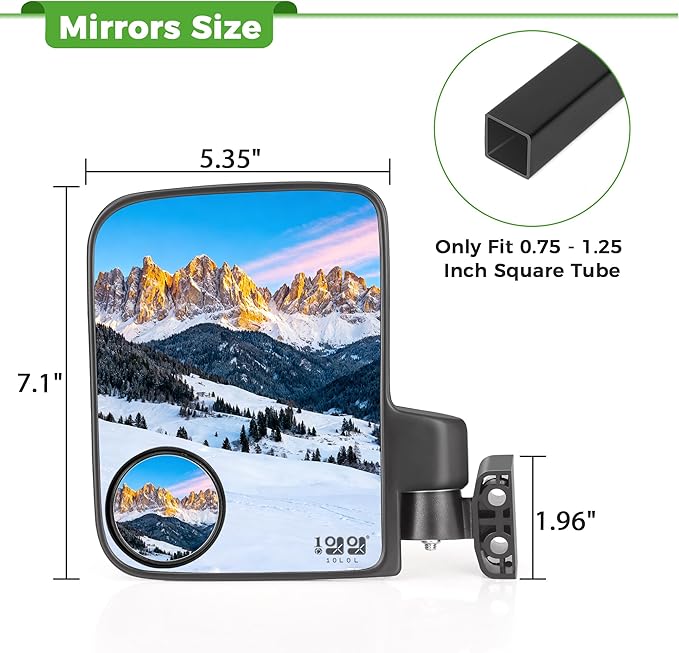 10L0L Golf Cart Mirrors with Blind Spot Mirrors No Drilling 180 Degree Rotation & Foldable-HD Shatterproof Glass Mirrors for Golf Cart Club Car EZGO and Other (New for 2026)