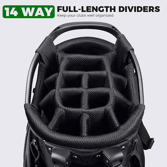Findway 14 Way Golf Stand Bag, Lightweight Golf Bag with Stand for Men Women, Golf Club Carry Bag with Dual Strap, Rain Cover, Multiple Pockets, Golf Ball Holder