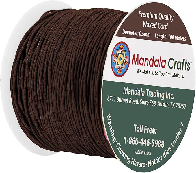 Mandala Crafts 0.5mm 109 Yards Bistre Brown Cotton Waxed Cord - Image 2