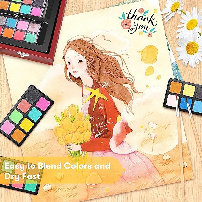 Art Supplies, iBayam 150-Pack Deluxe Wooden Art Set Crafts Drawing Painting Kit - Image 6