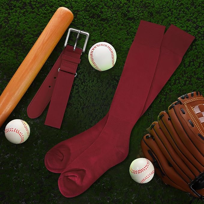 XZQTIVE Baseball Softball Socks and Baseball Softball Belt Combo Set Knee-High Soccer Socks for Kids Youth Adult