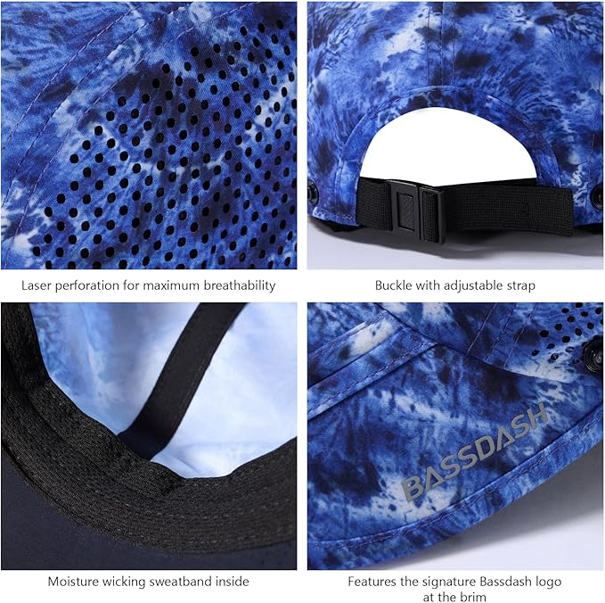 BASSDASH UPF 50+ Foldable Fishing Hat Baseball Cap with Removable Neck Flap Portable for Men Women Golf Hiking