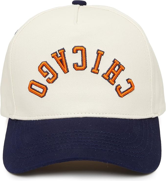 Funky Junque Upside Down City Trucker Hat for Men and Women – Unisex 3D Embroidered Gameday Baseball Cap, Retro Snapback Hats