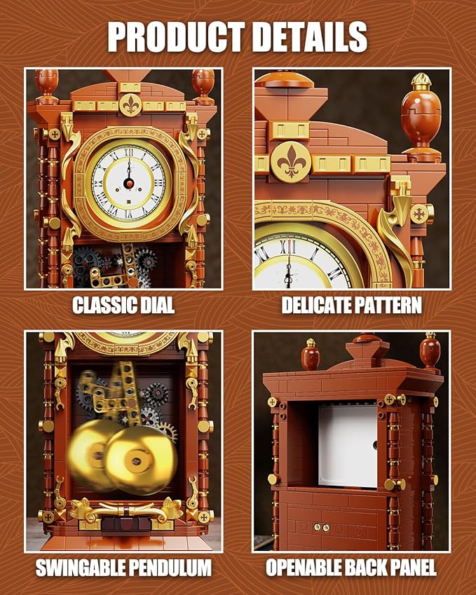 Vintage Pendulum Clock Building Block Set, Stem Toy - Image 4