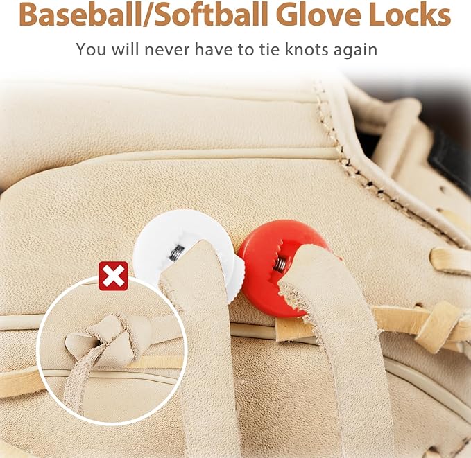 Glove Locks, 8-Pack Baseball/Softball Glove Lace Locks – Vibrant Colors, No Retie Knots, Spring-Lock Tech, Durable Design.