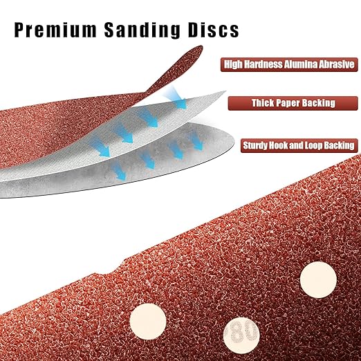 80 Grit 5 Inch Sanding Discs Hook and Loop Sandpaper - Image 3