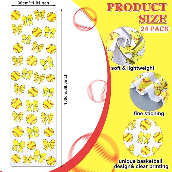 Moukeren 24 pcs Cooling Towels 40"x12" Bulk Sports Ice Towel for Neck and Face Quick Dry Breathable Microfiber Chilly Party Favors Supplies for Coach Gift and Sport Party Favors