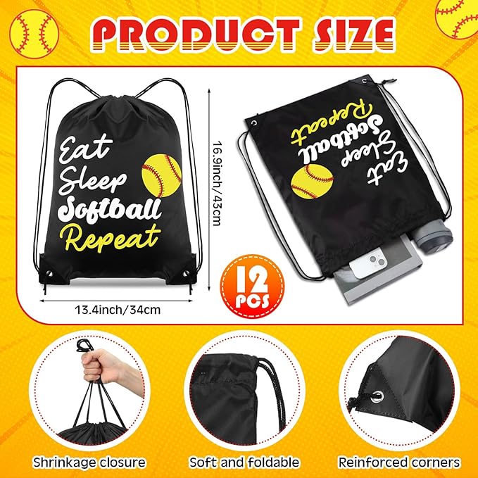 Reallnaive 24 Pcs Softball Party Favors 24 oz Softball Water Bottle Gift for Team with Drawstring Bag Bulk Gifts Tumbler Cup Sports Themed Accessories for Events Supplies