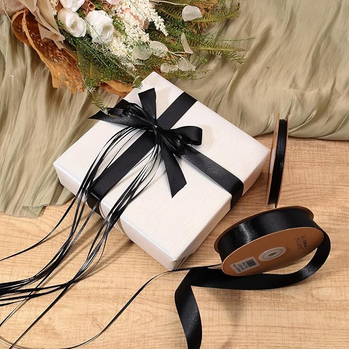 LaRibbons Black Satin Ribbon 1/8 Inch 100 Yards Thin Luxury Double Faced Red - Image 2
