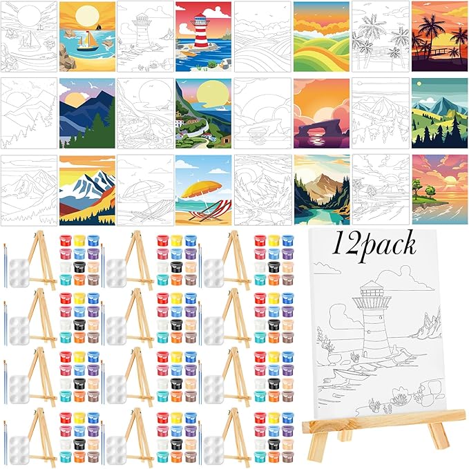 Zhanmai 12 Pack Pre Drawn Canvas by Zhanmai