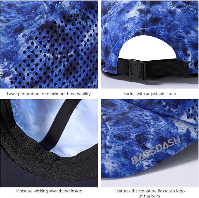 BASSDASH UPF 50+ Foldable Fishing Hat Baseball Cap with Removable Neck Flap Portable for Men Women Golf Hiking
