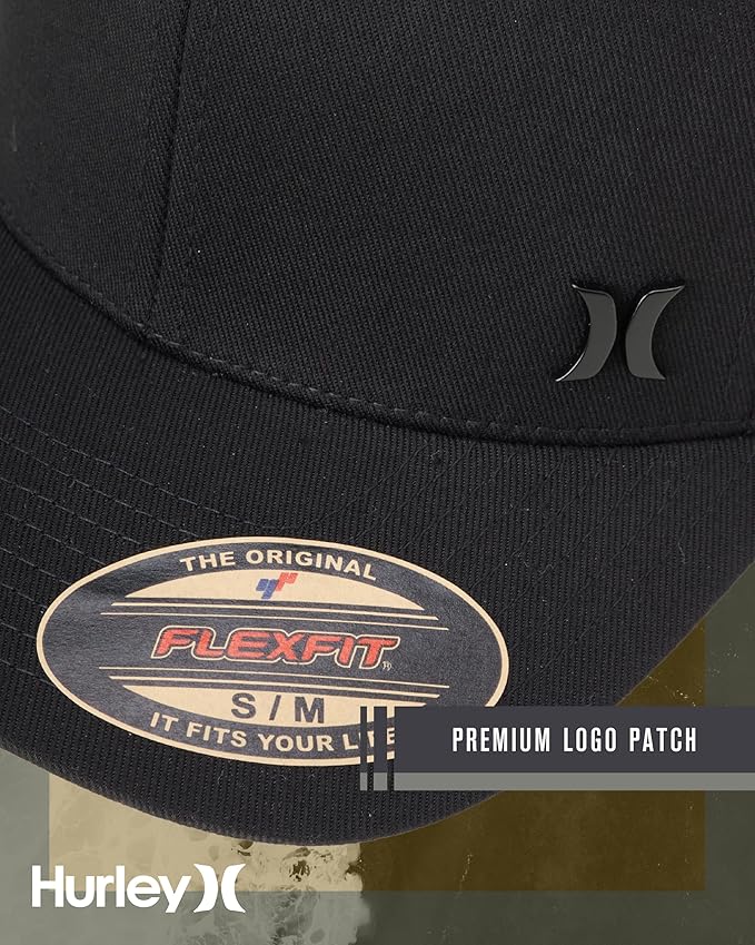 Hurley Mens Baseball Cap - Curved Brim Flexfit Ball Cap, Moisture Wicking Breathable Fitted Hat for Men