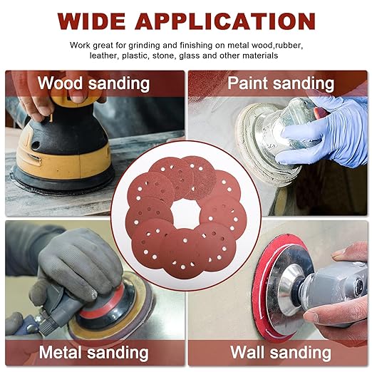 165 PCS 5 Inch Sanding Discs, 8 Hole Hook and Loop Round Sandpaper - Image 7