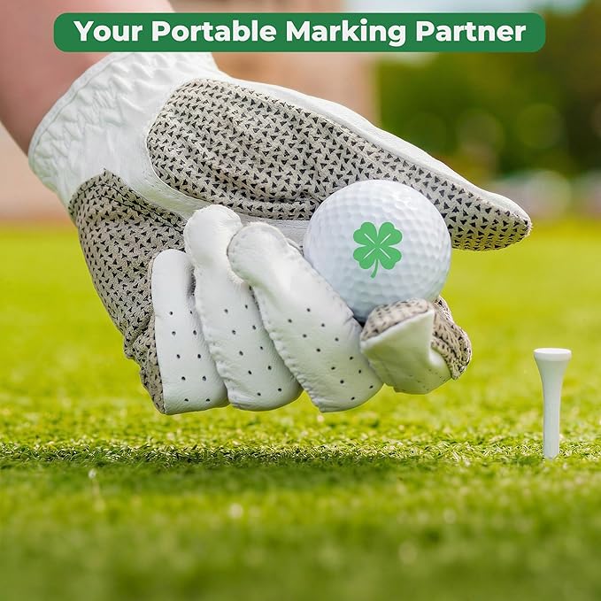 AddAcc Golf Ball Stamp, Self-Inking Marker, Golf Ball Marker, Golf Accessories for Men Golf Stuff Golf Gifts for Men Dad Golfer Golf Gadgets Four Leaf Clover