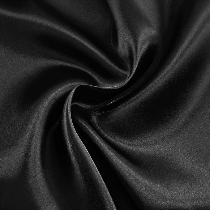 RUDONG M Black Satin Fabric by The Yard, 1 Yard x 60 Inch Wide Silky Charmeuse by RUDONG+M