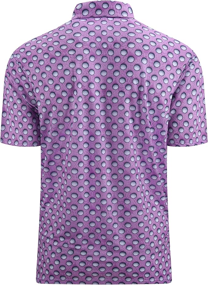 Alex Vando Mens Golf Shirt Moisture Wicking Quick-Dry Print Performance Polo Shirts for Men