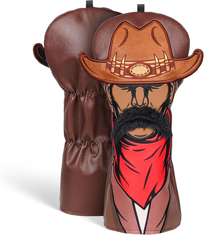 Craftsman Golf Golf Club Head Covers,Funny Driver Headcover Cowboy Design Golf Club Cover, Brown Driver Headcover Fit up tp 460cc Golfing Gift for Men Women