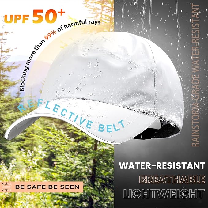 Mens Water-Resistant Baseball Cap Womens Rain Hat Foldable Outdoor Running Sun Fishing hat