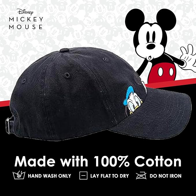 Disney Mickey Mouse Dad Hat, Cotton Adjustable Baseball Cap with Curved Brim