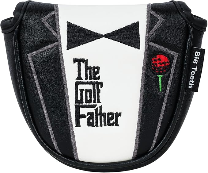 The Golf Father Funny Golf Club Covers, Driver Fairway Wood Hybrid Headcover, Mallet Putter Covers Blade Headcovers Putter Cover Magnetic, Black and White Color Iron Covers for Most Brands