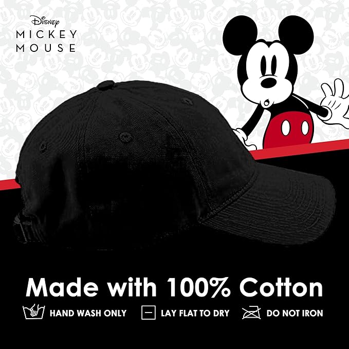 Disney Mickey Mouse Embroidered Cotton Adjustable Dad Hat with Curved Brim
