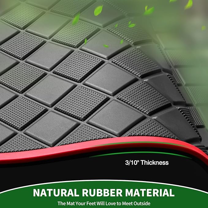 Golf Cart Floor Liner Mat 8mm Thick Rubber Full Coverage Fit for 2017-2025 Yamaha Drive2, QuieTech 2017-Up, Adventurer 2017-Current, UMAX Rally 4x4 Non-Slip Diamond Mat Replacement - Red Trim