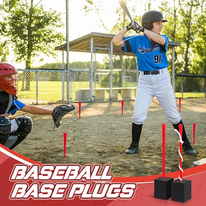 Shappy 24 Pieces Base Plugs with Tassels Heavy Duty Rubber Baseball Anchor Plug for Baseball Field Drill Softball Accessories