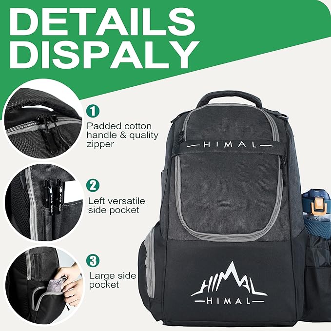 HIMAL HIMAL Disc Golf Bag Holds 22+ Discs, Durable Disc Golf Backpack with Large Capacity, and Multiple Storage Pockets