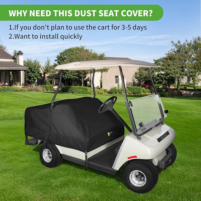 10L0L Waterproof Golf Cart Seat Cover, Universal for Yamaha EZGO Club Car 2+2 Seats Rain Covers | 600D Oxford Golf Cart Seat Protective Covers | Rain & Dust Protection | Easy On/Off for Daily Use
