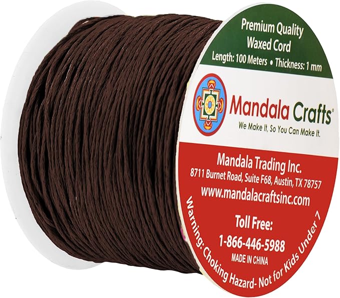 Mandala Crafts 1mm 109 Yards Bistre Brown Cotton Waxed Cord - Image 2