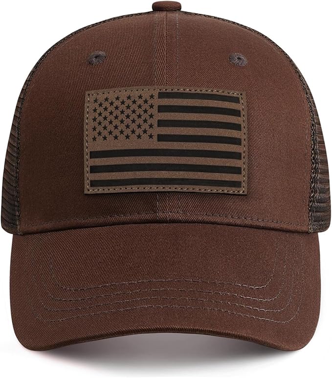 American Flag Trucker Hat - Snapback Hats for Men Women Baseball Cap - Breathable Mesh & Adjustable Fit for Casual Wear