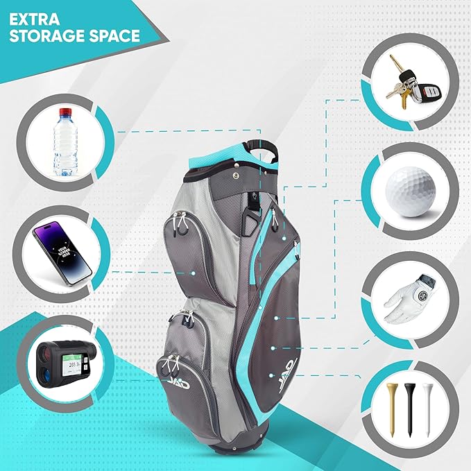 JAD Lightweight Womens Golf Bag, Golf Cart Bag with Dual Handles for Women/Ladies, 14-Way Full-Length Top Dividers, Large Putter Well, Ultra Lightweight, Large Pockets for Accessories