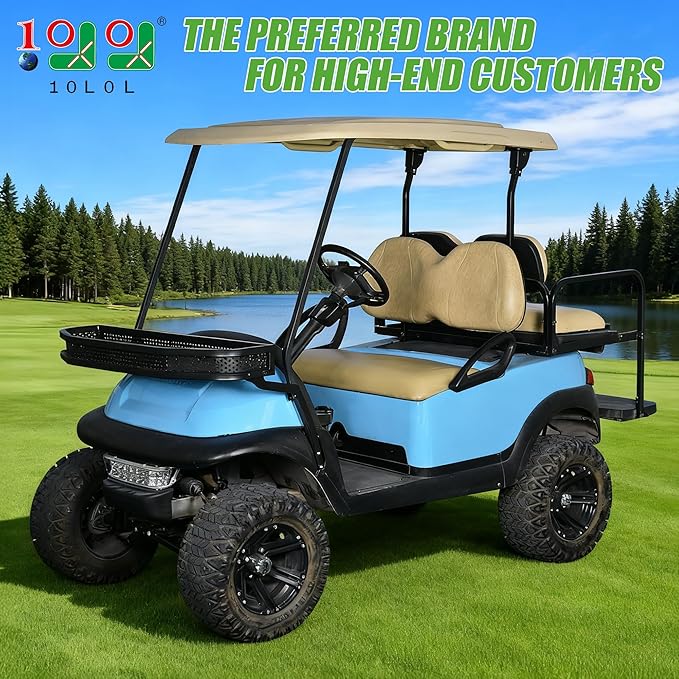 10L0L Golf Cart Front Cargo Basket for EZGO TXT/RXV、Club Car DS/Precedent、Yamaha G22/G29 - Heavy-Duty Steel Mesh Storage Rack, Gas/Electric Compatible