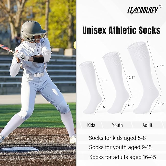 LEACOOLKEY Baseball Belt and Socks Combo Set Adjustable Softball Socks and Elastic Belt for Youth and Adult