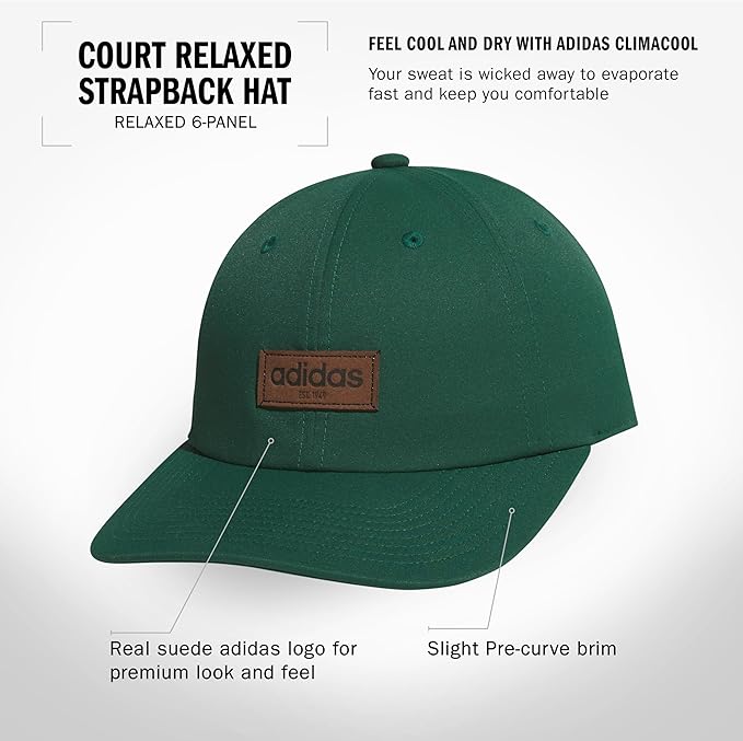 adidas Unisex Adult Court Hat – Relaxed Fit Retro Strapback Baseball Cap